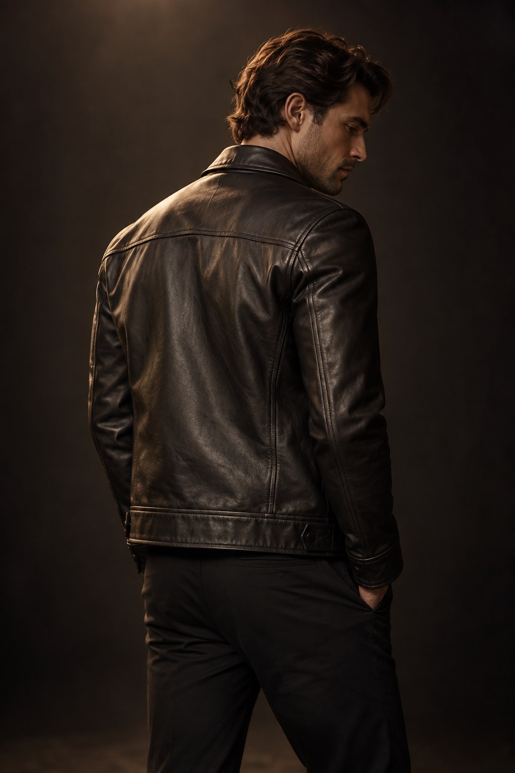 Editorial view of a black jacket